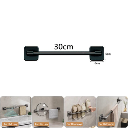 30/40/50/60cm Towel Bar Bathroom Nail-free Towel Rack Grey White Wall Mounted Bath Towel Rack Kitchen Pot Cover Rack Shoe Racks