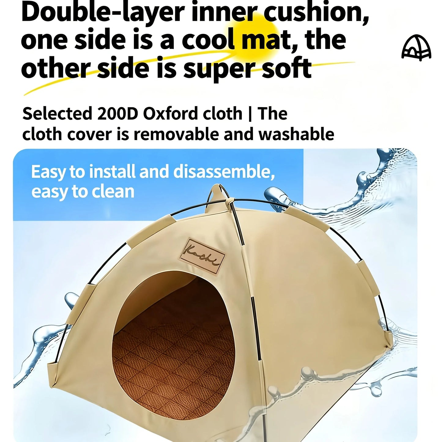 Portable Foldable Pet Tent Semi-Enclosed Breathable Design All Season Comfort Pet Bed for Cat Puppy Indoor Outdoor