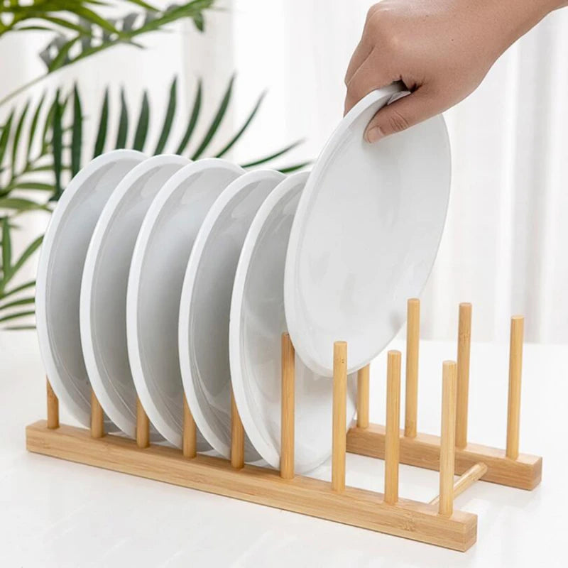 8/16 Grids Folding Bamboo Dish Rack Drying Rack Holder Utensil Drainer Plate Storage Holder Plate Wooden Flatware Dish Rack