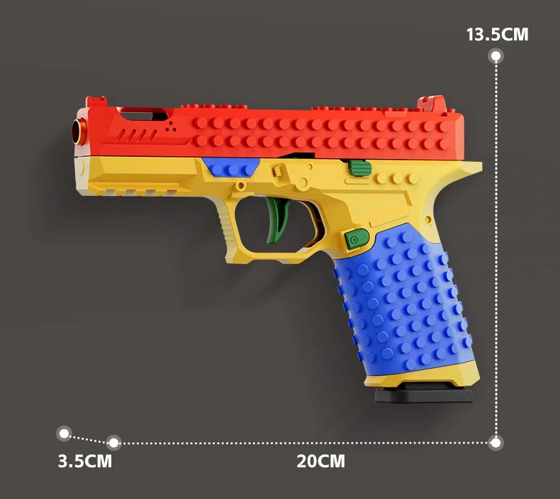 Airsoft-Spielzeugpistole mit Bausteinen, die Patronenhülsen wirft, Dauerfeuer, Blowback, leere, hängende Spielzeugpistole, Outdoor-CS-Waffe für Jungen und Erwachsene