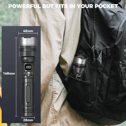 Lenovo 1000000LM Super Bright LED Flashlight Rechargeable USB-C Digital Display IPX8 Waterproof Long Lasting Camping Emergency