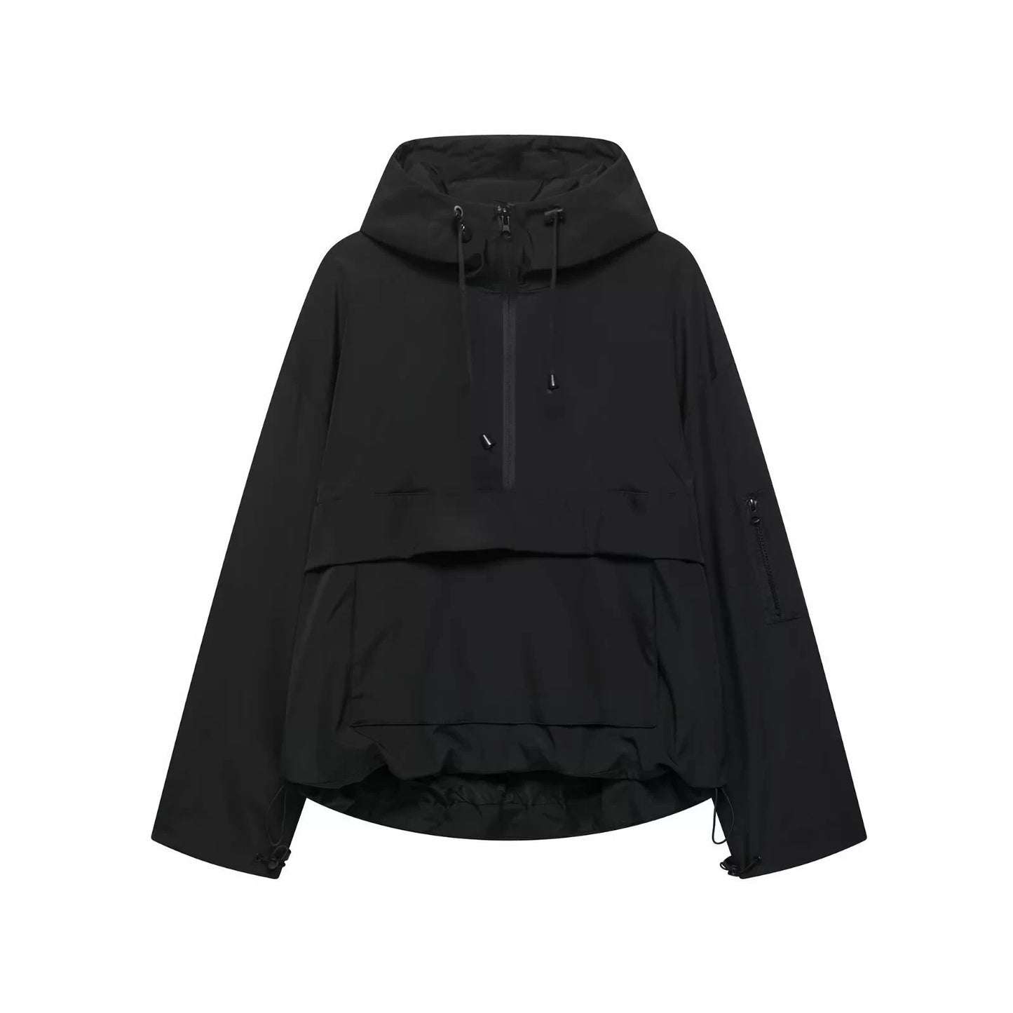 Fashion Casual Loose Hooded Jacket Women Solid Color Long Sleeve Windproof Breathable Zipper Jackets Coat Tops Female Streetwear