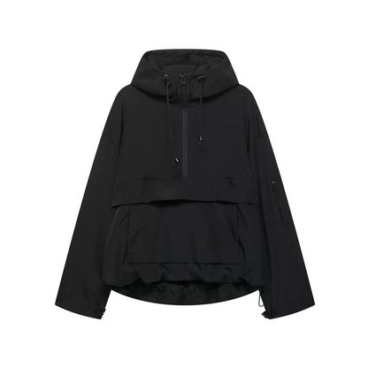 Fashion Casual Loose Hooded Jacket Women Solid Color Long Sleeve Windproof Breathable Zipper Jackets Coat Tops Female Streetwear
