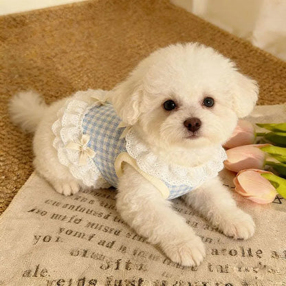 Pet Spring/summer New Cat And Dog Clothes Breathable Comfortable Cute Princess Style Bow Lace Skirt For Small Dogs Teddy Bears