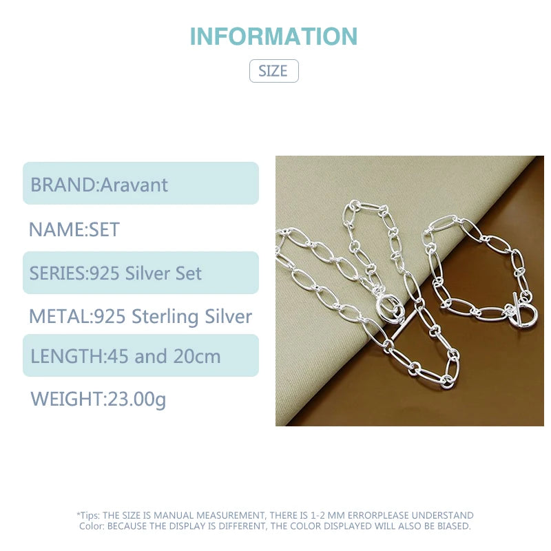 925 Silver Jewelry Set Necklace Bracelet Set For Women Party Jewelry Gift