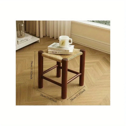 Shoe changing stool, woven stool, medieval rope woven stool, ins style Nordic solid wood home low stool with