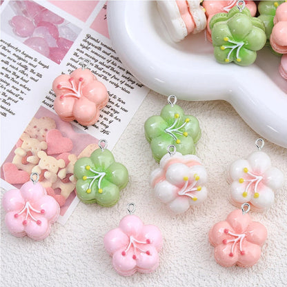 10PCS Shiny Cherry Blossom Cake Series Flat Back Charms For Earrings Bracelet Hairpin DIY Jewelry Pendants Decoration Accessorie