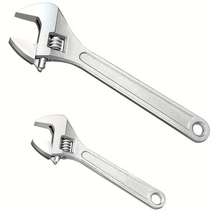 6 Inch/10 Inch Adjustable Wrench With Wide Handle, Perfect For Plumbing, Home And Garage Applications