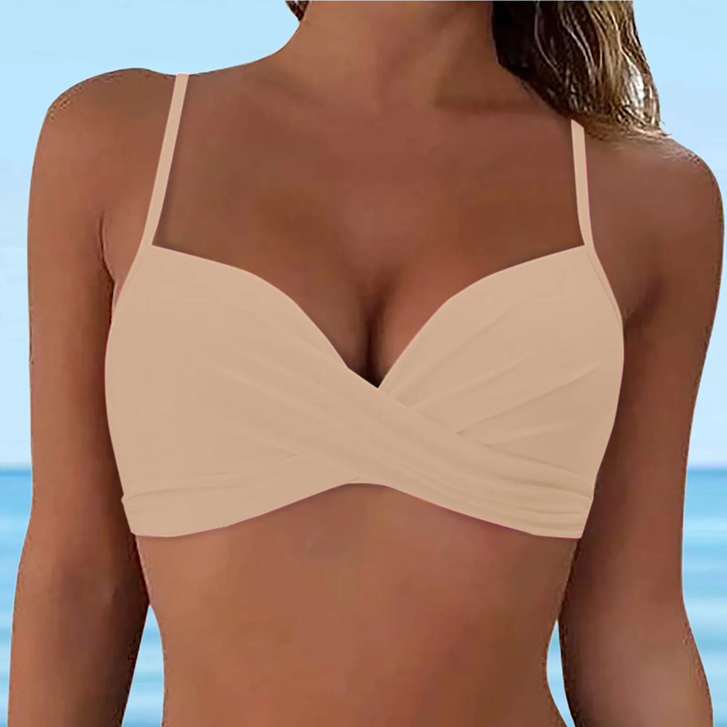 Women Lace Up Swimwear Tops Underwire Full Coverage Bikini Top Push Up Swim Crop Top Tie Back Matching Men And Women Swimsuits