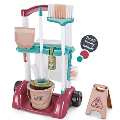 Children's Simulation Cleaning Tool Playset, Kids Pretend Play  Cleaning Toy Home Vacuum Cleaner&Broom&Mop House Cleaning Toys