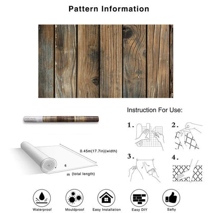 Living Room Refrigerator Furniture Decor Self-adhesive for Restaurant Wood Grain Wallpaper Wall Decor Wall Covering Wallpapers