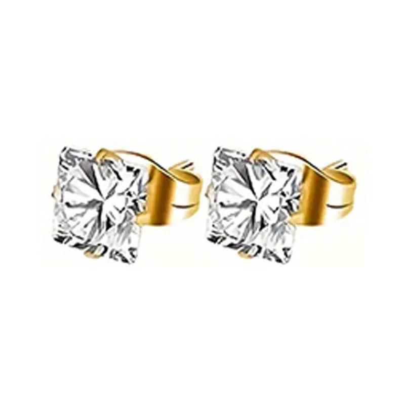 21 pairs of men's stainless steel earrings, circular CZ earrings, hypoallergenic earrings, unisex perforated earrings