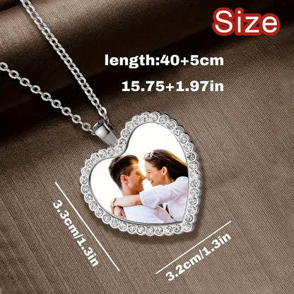 Custom Photo Necklace, Personalised Heart-Shaped Inlay Necklace, Custom Personalised Photo Necklace