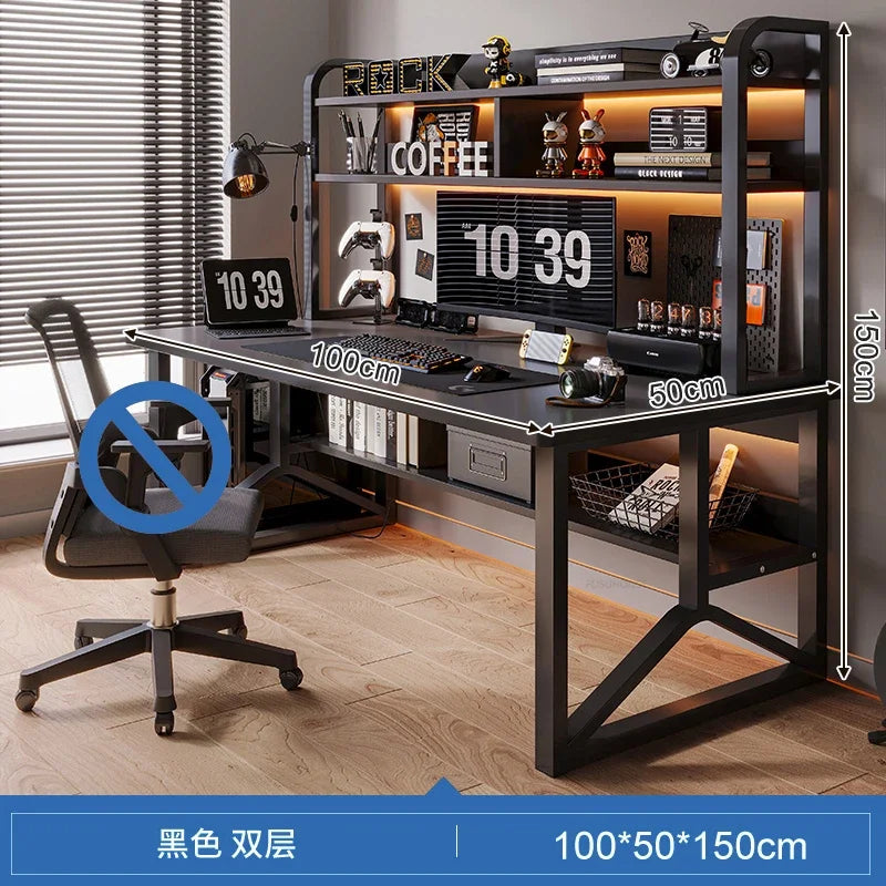 Storage Desktop Gaming Table European Wooden Computer Desks Home Office Furniture Student Writing Desk Integrated Desk Bookshelf