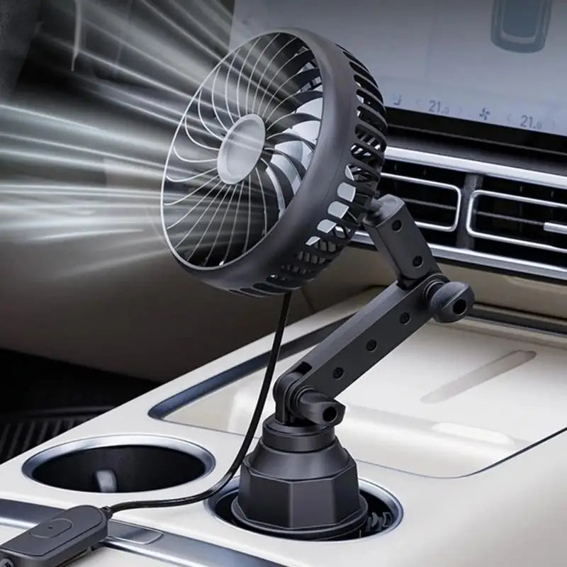 Portable 5V Car USB Powered Fan for Cup Holder Portable 360 Degree Rotation Low Noise 3 Speed Adjustable Cooling Fan F19E