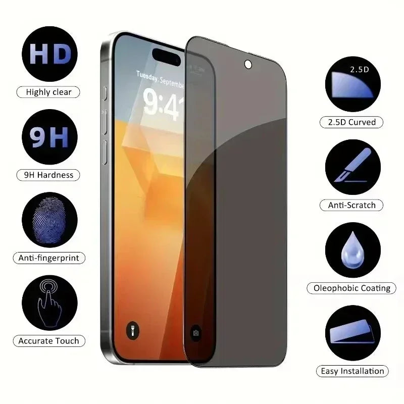 5er-Packung Sichtschutzfolien für iPhone 16, 11, 12, 13, 14 Pro Max, Mini (8K-Spiegelschutzglas) für iPhone 15, 17 Pro, XR, XS Max