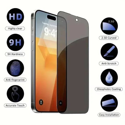 5er-Packung Sichtschutzfolien für iPhone 16, 11, 12, 13, 14 Pro Max, Mini (8K-Spiegelschutzglas) für iPhone 15, 17 Pro, XR, XS Max