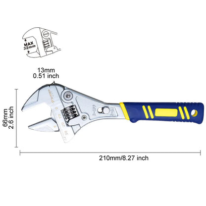 Adjustable wrench 8 '' ratchet wrench household multifunctional adjustable wrench 0-32mm large opening for DIY Repair Home Use