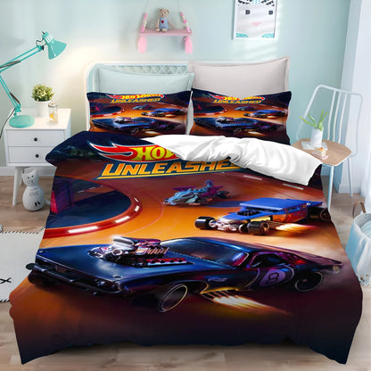 Cartoon Duvet Cover Hot-wheel Home Pillowcase Set Adult Bedroom Children Comforter Bedding