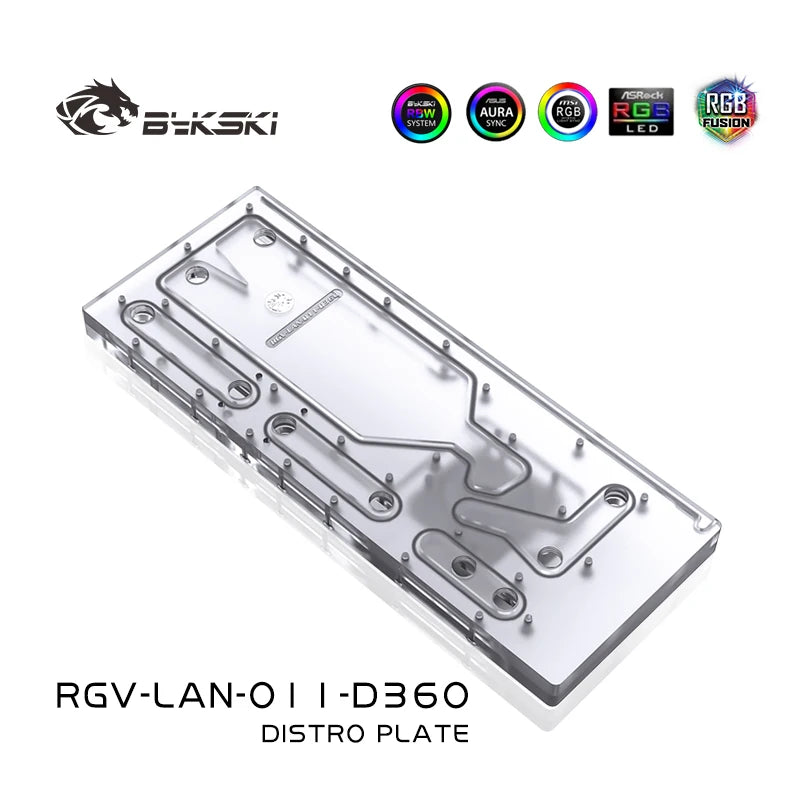Bykski Acrylic Distro Plate / Board for LIAN LI O11 Dynamic Case / Fit Dual 360MM Radiator / Combo DDC Pump / RGV-LAN-O11-D360