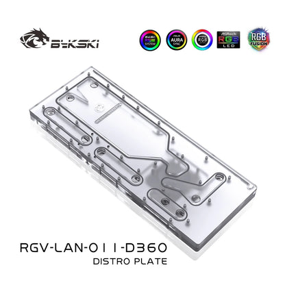 Bykski Acrylic Distro Plate / Board for LIAN LI O11 Dynamic Case / Fit Dual 360MM Radiator / Combo DDC Pump / RGV-LAN-O11-D360