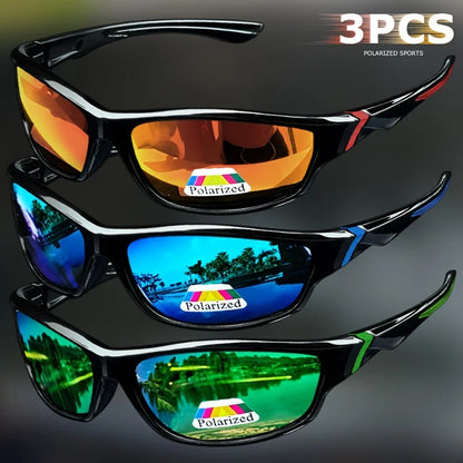 1/3PCS Vintage Sports Sunglasses Men Women Fishing Running Cycling Mountaineering Sport Man Sun Glasses Anti-Glare UV400