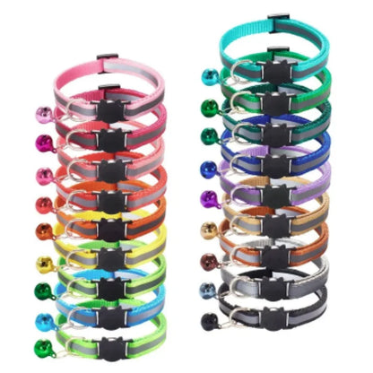 Adjustable Reflective Breakaway Cat Collar with Bell Safety Elastic Neck Ring Necklace Pet Supplies in Multiple Colors