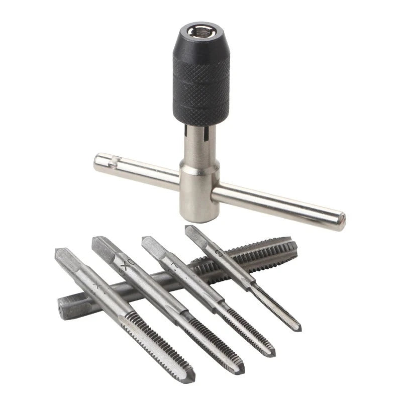 T-Handle Wrench  M3 M4 M5 M6 M8 Hand Tap Reamer Thread Tapping Tool Set Adjustable Machine Screw Thread Tapping Drill Bit