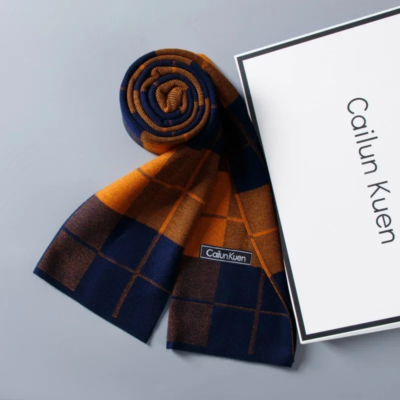 High Quality Wool Men Scarf Autumn Winter Classic Business Thermal Muffler Male Soft Korean Version Long Thick Warm Shawl No Box