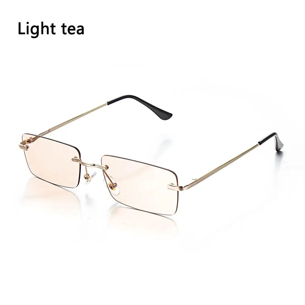 Trendy Punk Sunglasses Rimless Rectangle Sun Glasses for Men Women Fashion UV400 Driving Shades Frameless Gradient Eyewear