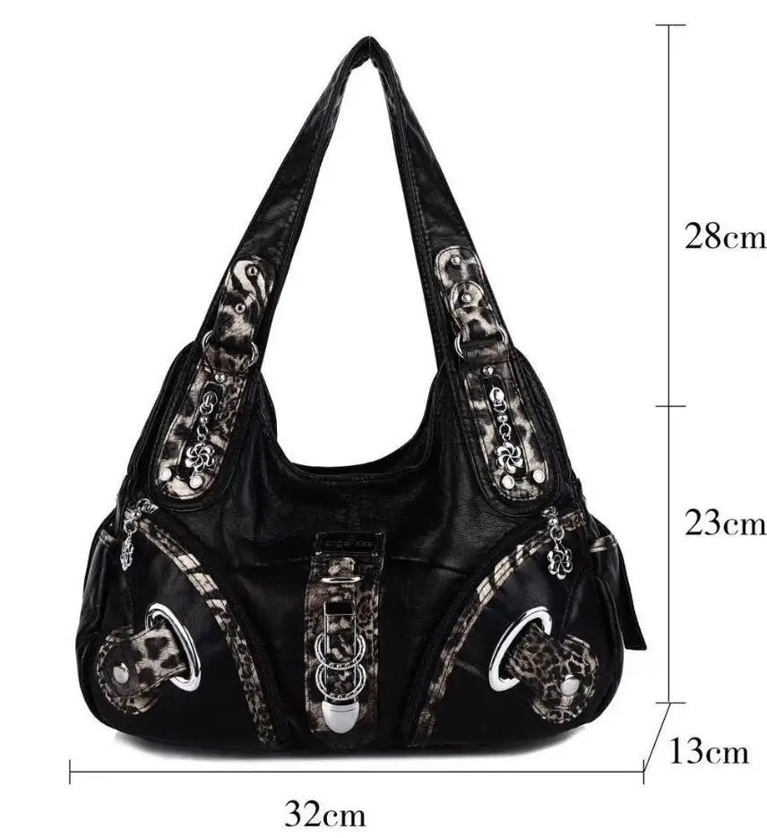 Angel Kiss Women Handbags Leopard Bag Top-handle Handbag Fashion Satchel Dumpling Pack Shoulder Bag Tote Bag Hobos Large Purse