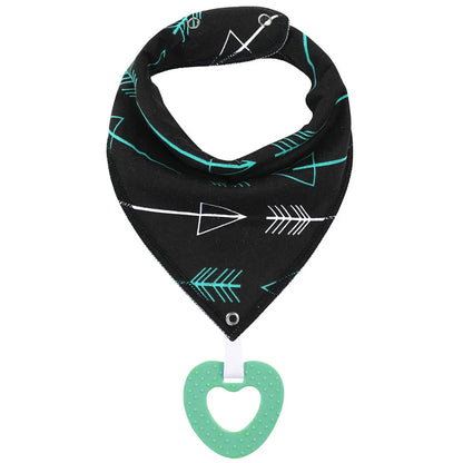Baby cotton feeding bibs: Multi-functional triangular drool pads with teething toy—skin-friendly,anti-spitup,keeps clothes clean