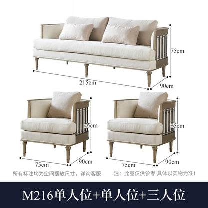 American Light Luxury Sofa Small Apartment Three-person Sofa French Fabric Solid Wood Sofa High-end Furniture