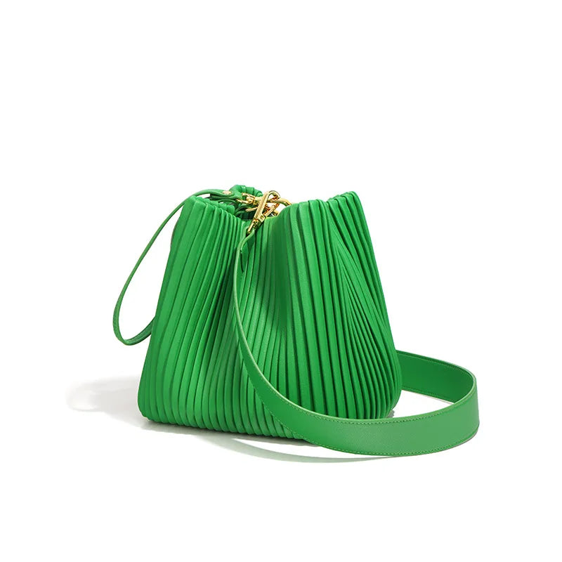 Ladies Designer Bucket Bag Solid Color Genuine Leather Handbag and Purse for Women Fashion Women's Shoulder Crossbody Bag
