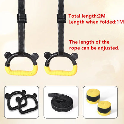 Gymnastics Rings Kid Sport Toy Non-Slip Gym Rings With Swing Adjustable Straps Pull-up Workout Gymnastics Fitness Equipment Toy