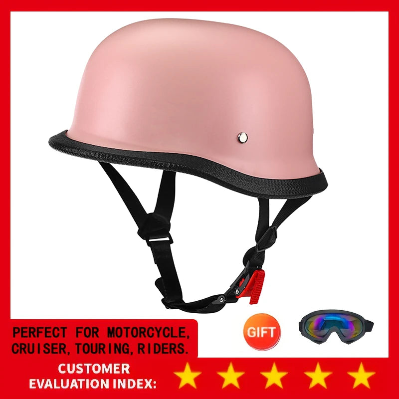 Motorcycle Half Helmet German Leather Vintage Helmet Casco Moto Motorcycle Open Face Helmet Biker Pilot DOT Certification M-L-XL