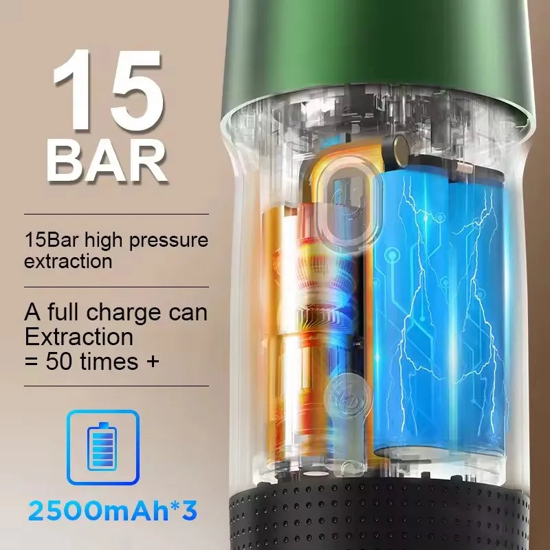 New 60ml Electric Wireless Heating Coffee Machine Fit for Coffee Capsule Powder Travel Coffee Maker for Car Home Camping Travel