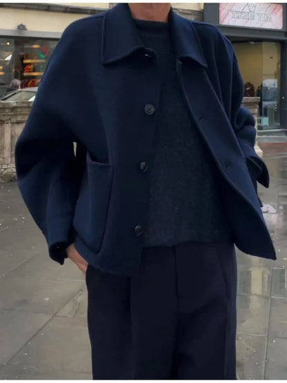 Autumn Winter Women Woolen Jackets Casual Solid Single Breasted Lapel Long Sleeved Coats Female Think Warm High Street Outerwear
