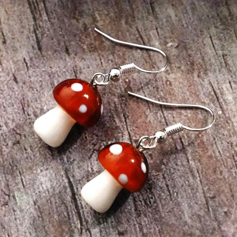 1 Pairs Mushroom Earrings for Women Long Pendant Mushroom Earrings Colorful Earrings Creative Funny Earrings Cute Weird Earrings