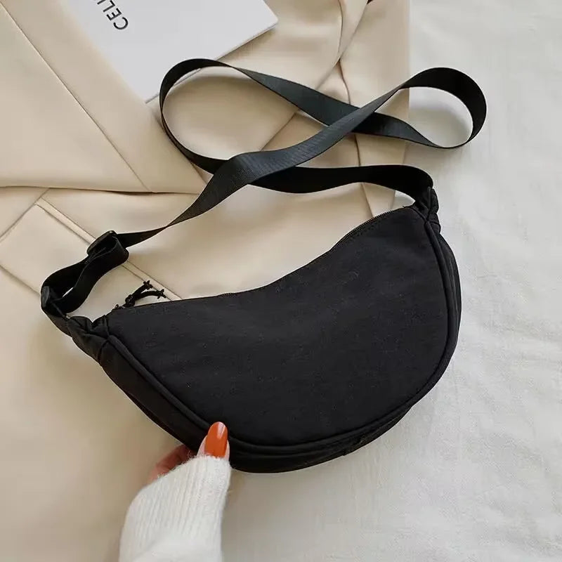 Women Shoulder Bags Solid Color Nylon Dumpling Messenger Bag 2023 New Trendy Lightweight Large Capacity Underarm Bag