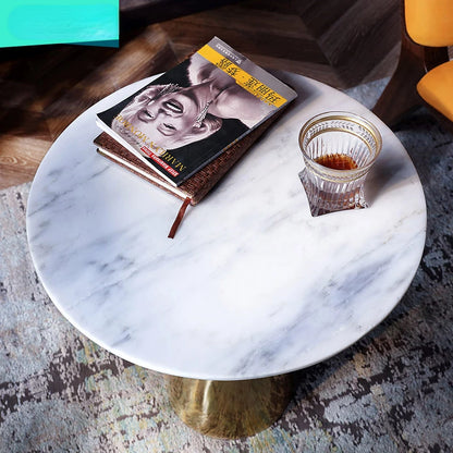 Luxury modern circular white and gold coffee table