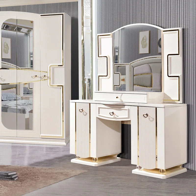 A Modern White Luxury King Size Leather Bedroom Bed Double Home Master Room Queen Wooden Full Mdf Bedroom Sets Furniture