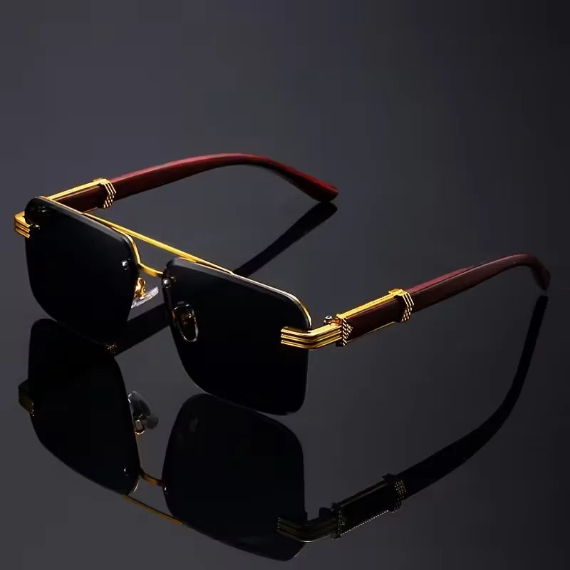 A Pair of Textured Double-Bridge Trendy Fashion Sunglasses, Suitable for Streetwear, Parties, Music Festivals, Gifting and Vacat
