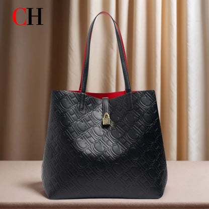 CH Luxury Tote Handbag For Women Large Capacity Work Shoulder Bag Elegant Golden Shopping Shoulder Purse