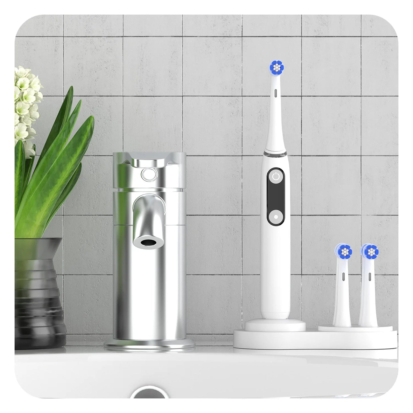 Toothbrush Holder & Charger Base for Oral B iO Series & EB Round Head Series Electric Toothbrush , Tooth brush Head Holder Stand