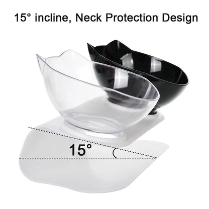 Cute Cat Ear Double Bowls for Cats Food and Water Raised Stand Kitten Feeding Bowl Cervical Protection Anti-Slip Pet Supplies