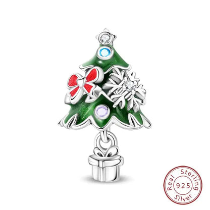 Original 925 Sterling Silver Charms Beads Winter Snowflake Snowman Igloo Penguin Pendant Fit Bracelet Women Jewelry Gift