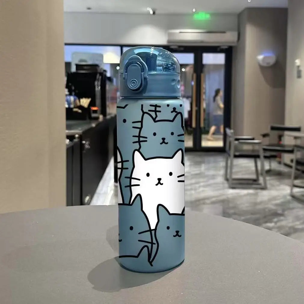 780ml 3D Printed Cute Cartoon Water Bottle Leakproof Plastic Straw Cup Portable Outdoor Large Capacity Sports Water Bottle