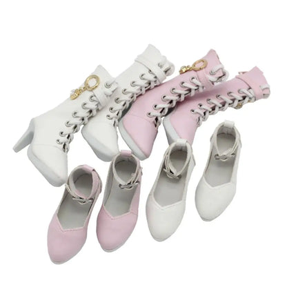 Dolls Accessories PU Leather Dolls Shoes Handmade Fashion Doll High Boots Cute Mini Doll High-heeled Shoes 1/3 BJD