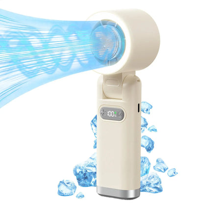 Portable handheld fan Handheld 5 Speeds LED Lights Foldable Rechargeable Device Personal Fan LED light folding cooling fan